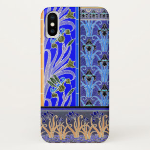 Art nouveau iris flower elegant blue verneuil iPhone x case