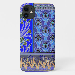 Art nouveau iris flower elegant verneuil blue iPhone 11 case