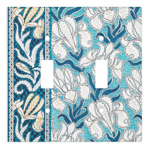 Art nouveau iris lily floral art verneuil blue gra light switch cover