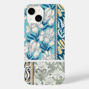 Art nouveau iris lily floral textile art mouse pad Case-Mate iPhone 14 case