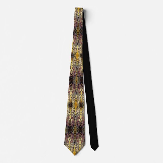 Art nouveau iris pattern gold bronze red elegant  neck tie (Front)