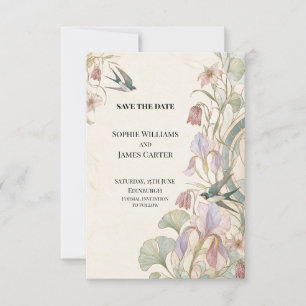 Art Nouveau Iris Swallow Wedding Save The Date