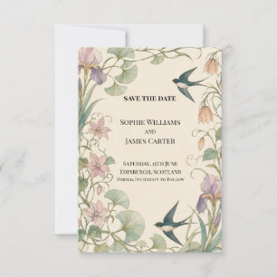 Art Nouveau Iris Swallow Wedding Save The Date