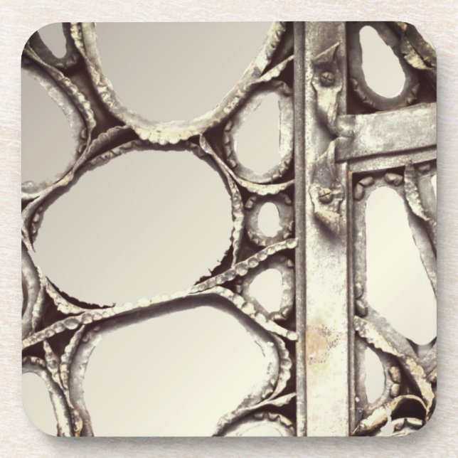 Art nouveau iron gate door antoni gaudi elegant beverage coaster (Front)