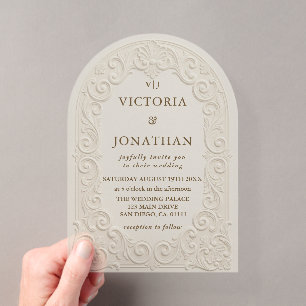 Art Nouveau Ivory Vintage Wedding Acrylic Invitations