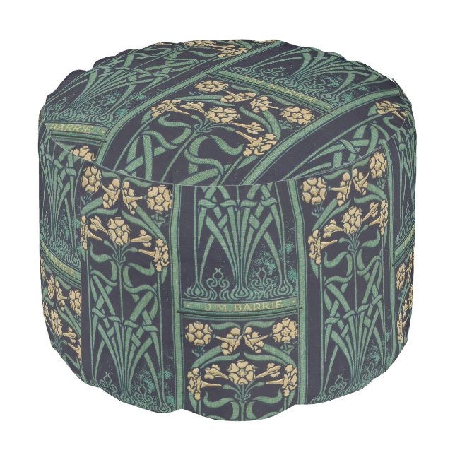 Art Nouveau (J.M. Barrie) Old Book Spine Pouf (Angled Back)