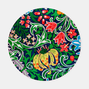 Art Nouveau Jacobean Floral, Emerald Green  Coaster Set