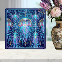 Art Nouveau Jellyfish Cosmic Ocean Pattern Purple