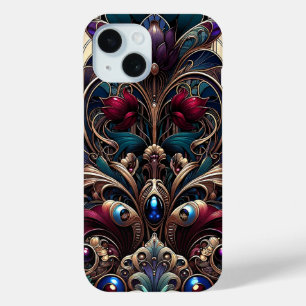 Art Nouveau Jewel Tone Floral Vintage Glam iPhone 15 Case