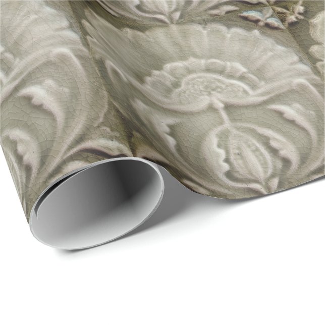 Art nouveau jugendstil flower tile design brown wrapping paper (Roll Corner)