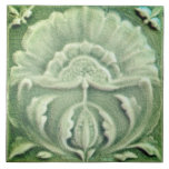Art Nouveau Jugendstil Flower Tile Design Green at Zazzle
