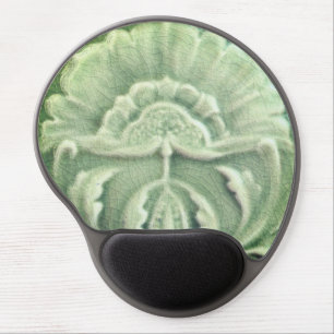 Art nouveau jugendstil flower tile design green gel mouse pad