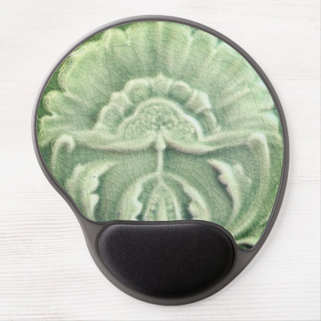 Art nouveau jugendstil flower tile design green  gel mouse pad (Front)
