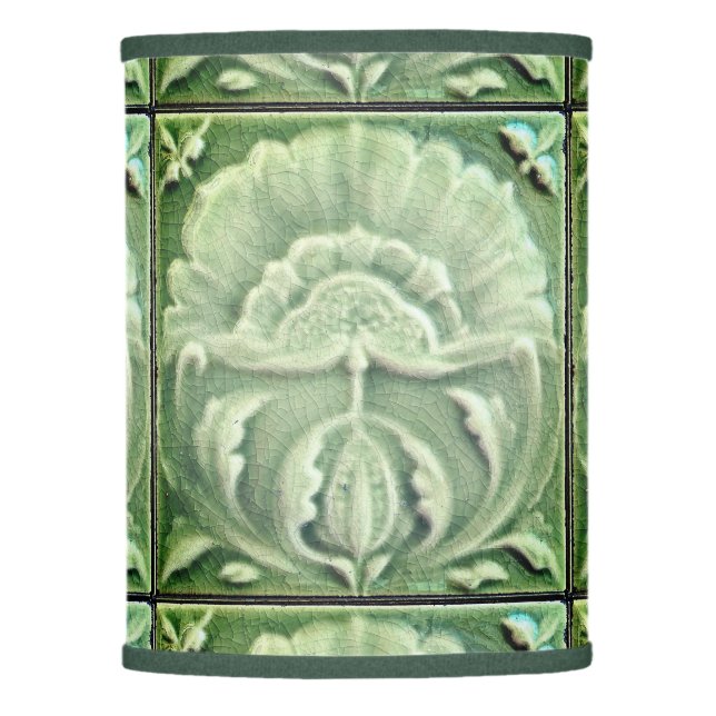 Art nouveau jugendstil flower tile design green  lamp shade (Front)