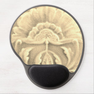 Art nouveau jugendstil flower tile gold cream gel mouse pad