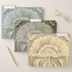 Art nouveau jugendstil flower tile gold green brow file folder