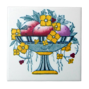Art Nouveau Kitchen Tile Design Flower and Fruit