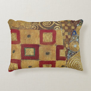 Art Nouveau Klimt - Gold, Red, Old Gold, Silver Accent Pillow