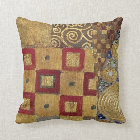Art Nouveau Klimt - Gold, Red, Old Gold, Silver Throw Pillow