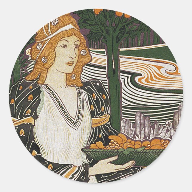 Art Nouveau - L.Rhead - Thanksgiving Classic Round Sticker (Front)