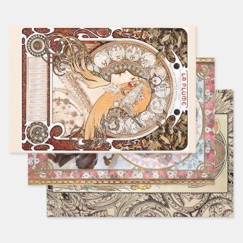 ART NOUVEAU LADIES 2 HEAVY WEIGHT DECOUPAGE WRAPPING PAPER SHEETS