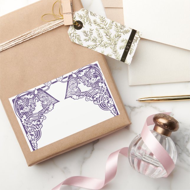 Art Nouveau Ladies Customizable Rectangular Sticker (Gifting)