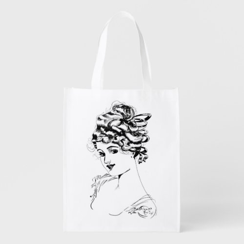 Art Nouveau Lady 1917 Fine Art  Grocery Bag