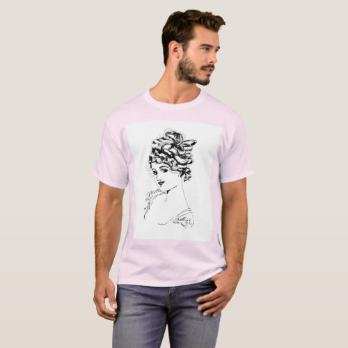 Art Nouveau Lady 1917 Fine Art  T_Shirt