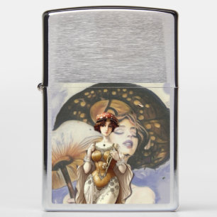 art nouveau lady artist designer mushroom trippy zippo lighter