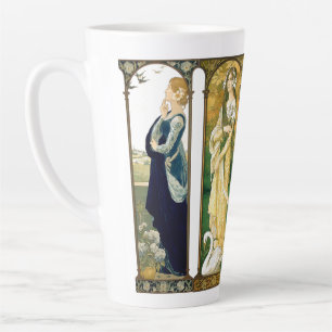 Art Nouveau Lady Bird Swan Peacock Dove Latte Mug