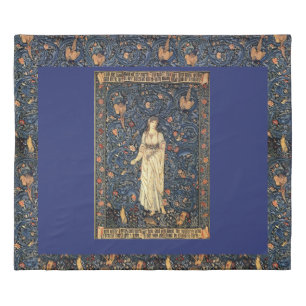Art Nouveau Lady Birds Rabbit Flowers Duvet Cover
