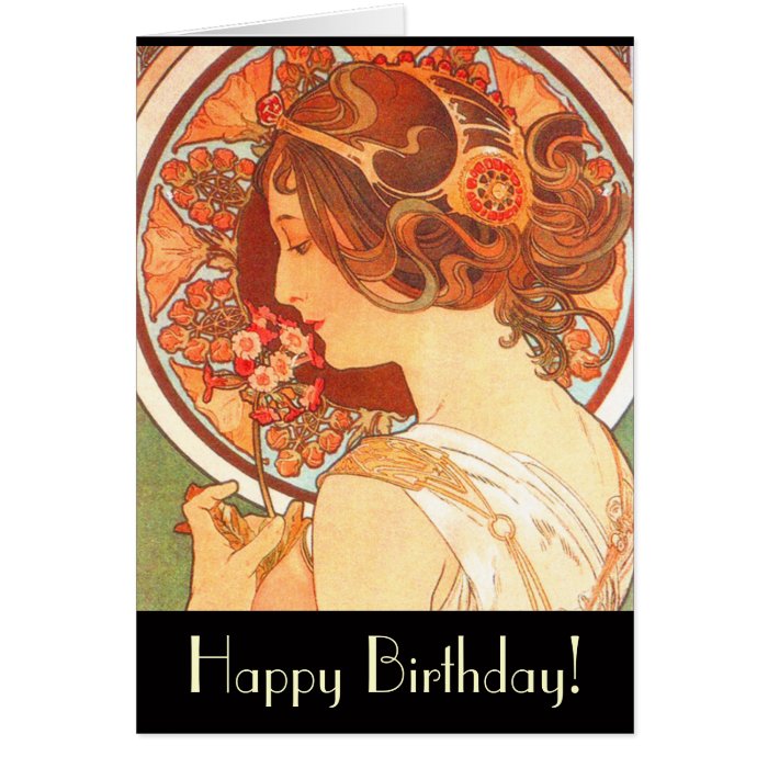 Art Nouveau Lady Birthday Card