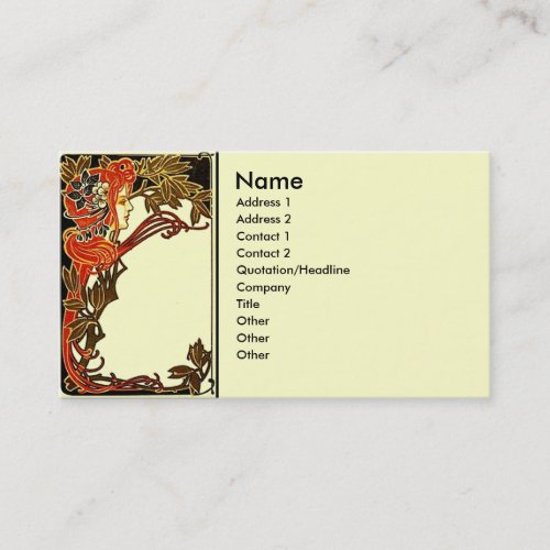Art Nouveau Lady Business Card Templates