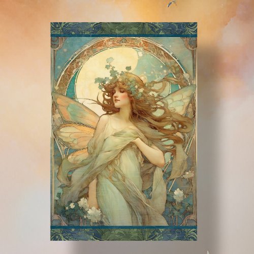 Art Nouveau Lady Fairy Alphonse Mucha Ephemera Tissue Paper