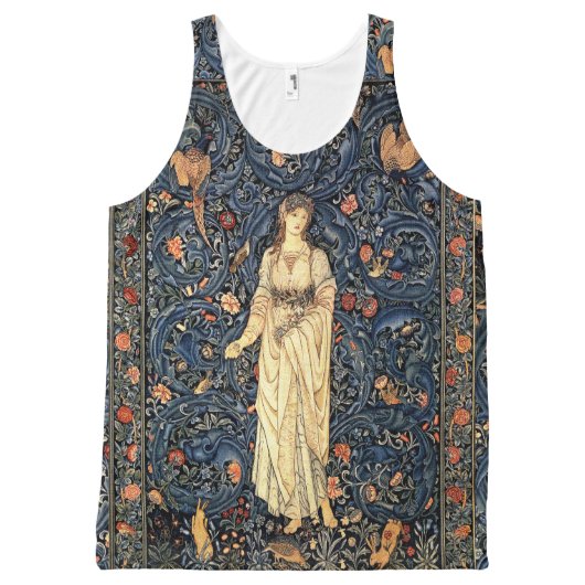 Art Nouveau Lady Flowers Birds Rabbits Tank Top (Front)