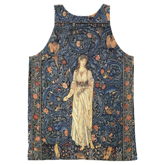 Art Nouveau Lady Flowers Birds Rabbits Tank Top (Back)
