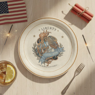 Art Nouveau Lady Liberty USA 250 Motif ID1303 Paper Plates