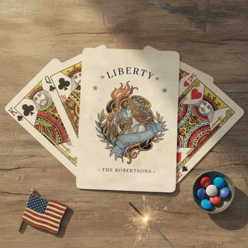 Art Nouveau Lady Liberty USA 250 Motif ID1303 Poker Cards