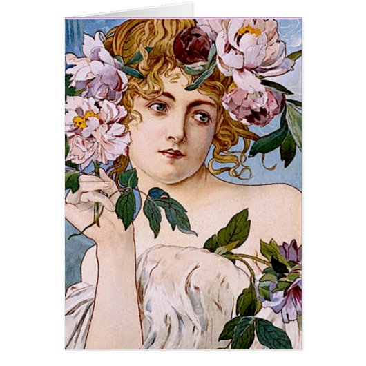Art Nouveau Lady with Flowers (Front)