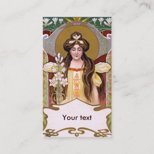 Art Nouveau Lady with Lilies Business Cards
