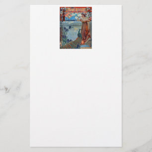 Art Nouveau Lady with Peacock Stationery