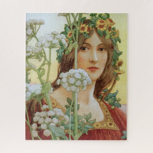 ART NOUVEAU LADY WITH SUNFLOWERS JIGSAW PUZZLE