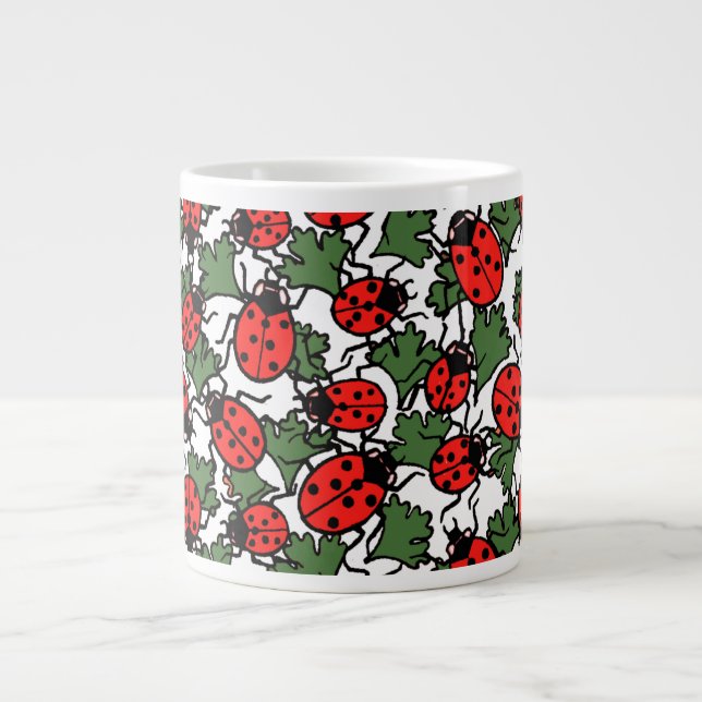 Art Nouveau Ladybug Insects Pattern Giant Coffee Mug (Front)