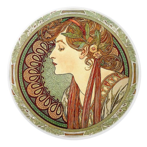 ART NOUVEAU LAUREL CERAMIC KNOB