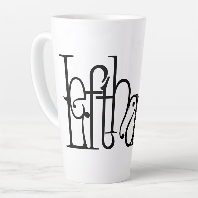 Art Nouveau Lefthanded Typography Latte Mug (Left Angle)