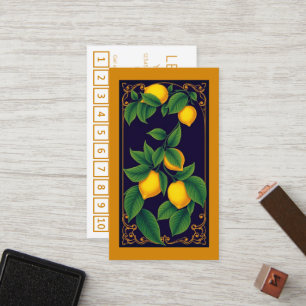 Art Nouveau Lemons customer loyalty punch card