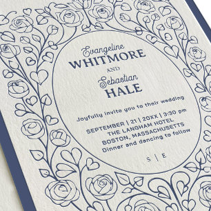 Art Nouveau Letterpress Wedding Invitation