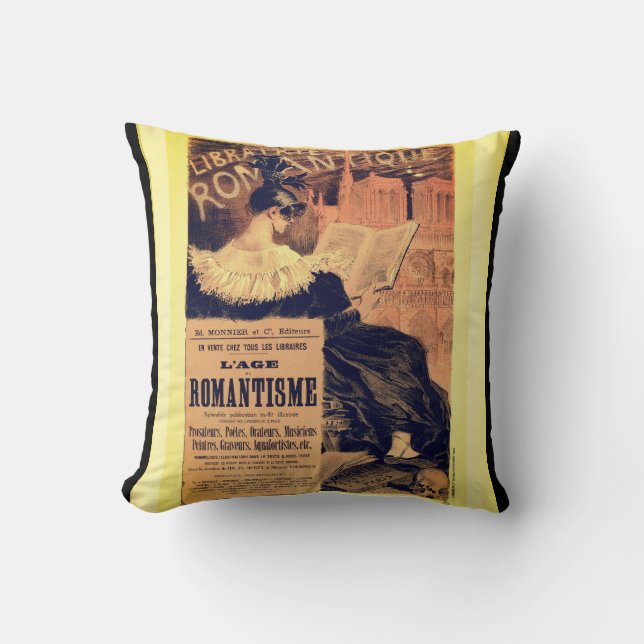 Art nouveau librairie romantique gothic grasset throw pillow (Front)