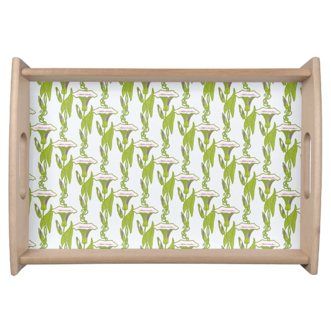 Art Nouveau light Ipomoea floral wallpaper art Serving Tray (Front)