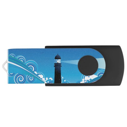 Art nouveau lighthouse in the sea flash drive